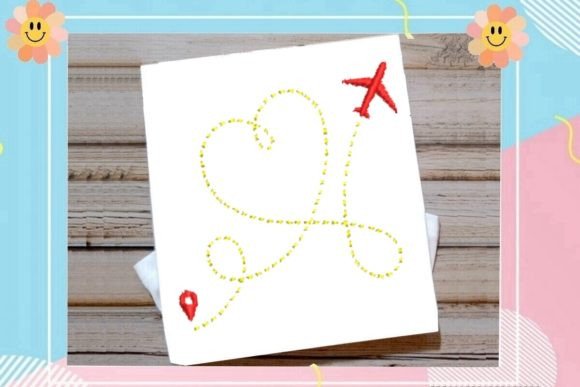Airplane Tracing a Lovely Heart 1: A Thoughtful Embroidery Design for Meaningful Gifts