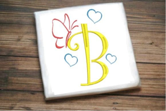 B Letter Love Butterfly Monogram