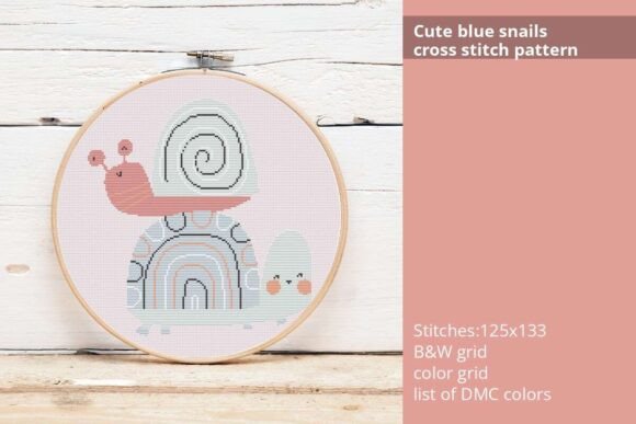 Cute Blue Snails Cross Stitch Pattern Review for Etsy Sellers