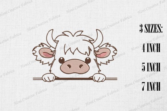 Cute Highland Cow Peeking from Wall: A Seasonal Embroidery Design Review