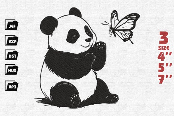 Cute Panda Playing with Butterfly Embroidery Design Review