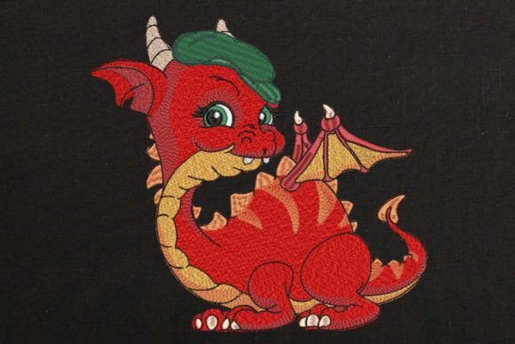 Cute Red Fly Baby Boy Dragon Embroidery Design Review