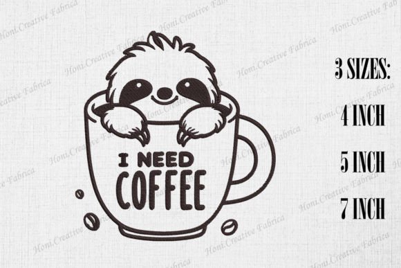 Cute Sloth Loves Coffee I Need Coffee