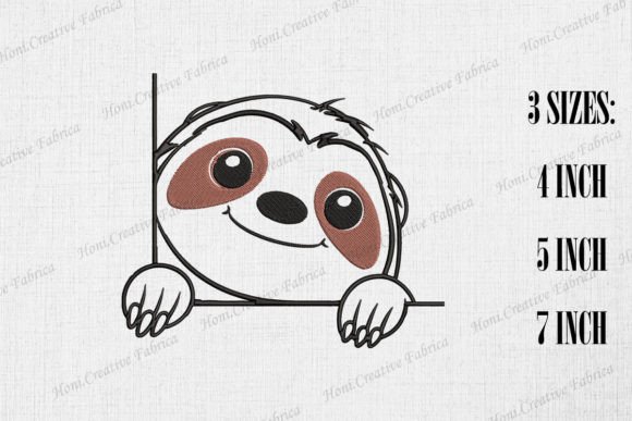 Cute Sloth Peeking from Wall Embroidery Design Review