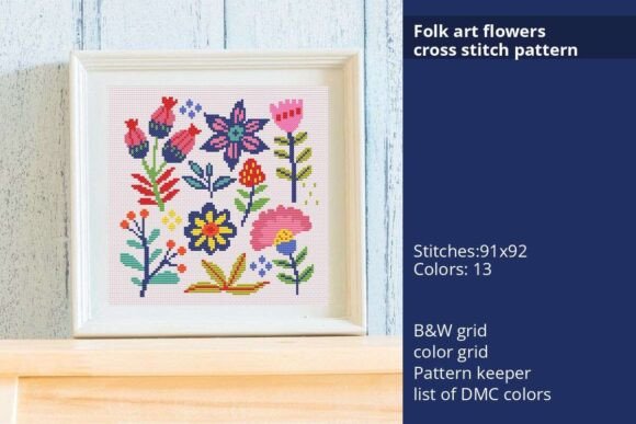 Folk Art Flowers Cross Stitch Pattern Review for Personalized Gift Products