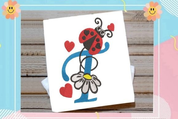 Ladybug T Letter Monogram for Seasonal Embroidery Projects