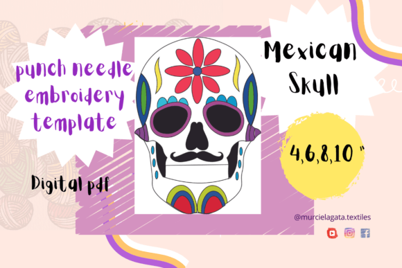 Mexican Skull Punch Needle Template Review for Embroidery Sellers