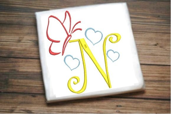 N Letter Love Butterfly Monogram: A Versatile Embroidery Design for Boutique Projects
