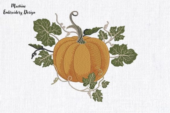 Orange Pumpkin with Green Leaves Embroidery Design Review