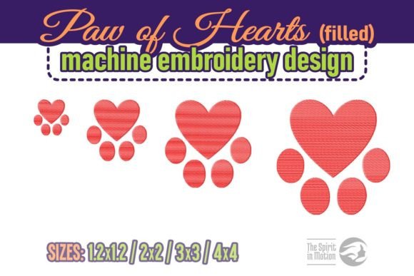 Paw of Hearts - Outline Review for Embroidery Projects