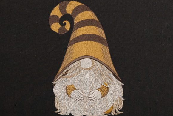 Yellow Gnome in Hat: A Charming Embroidery Design for Personalized Gifts